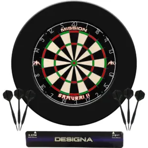 Mission Dartboard-SetnSamurai II Dartboard + Pro Surround + Wurfleine + 6 Darts